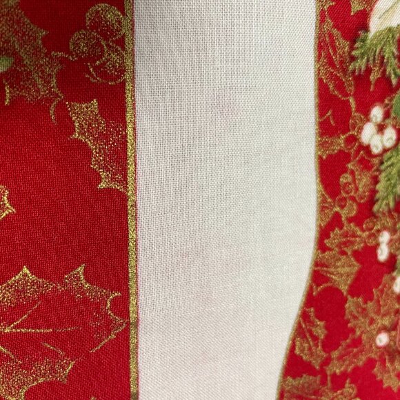 Vintage Cut and Sew Christmas Stockings Red Poinsettia Flower Gold Holly #K1 - Picture 4 of 11